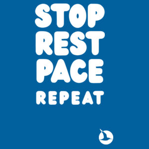 STOP REST PACE REPEAT Womens Crew Neck Tee - White Print Design