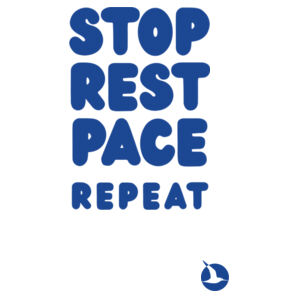 STOP REST PACE REPEAT Womens Crew Neck Tee - Blue Print Design