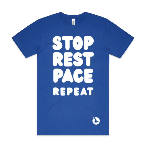 STOP REST PACE REPEAT Unisex Tee - White Print Thumbnail