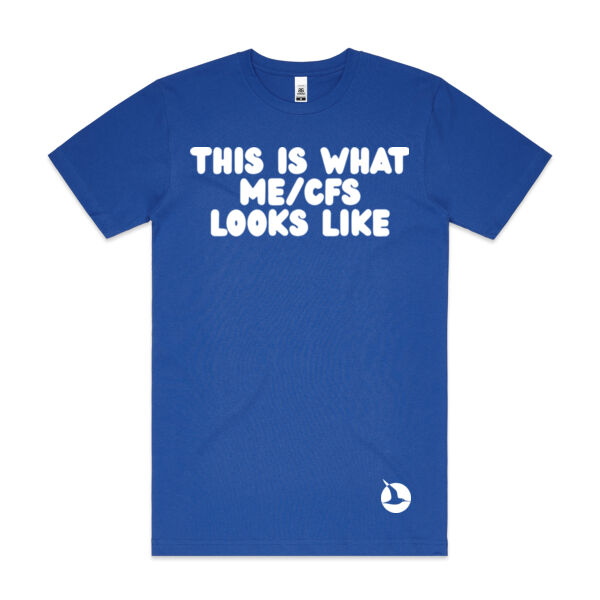 THIS IS WHAT ME/CFS LOOKS LIKE Unisex Tee - White Print Thumbnail