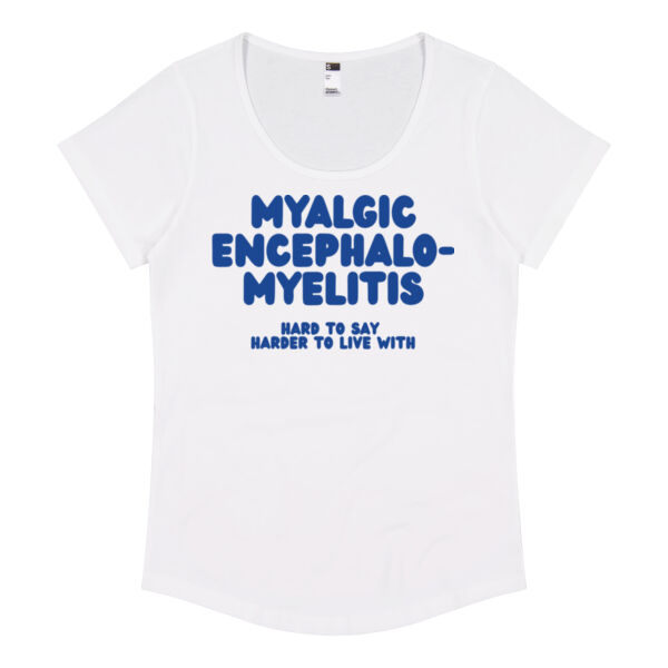 MYALGIC ENCEPHALO-MYELITIS Womens Scoop Neck Tee - Blue Print Thumbnail