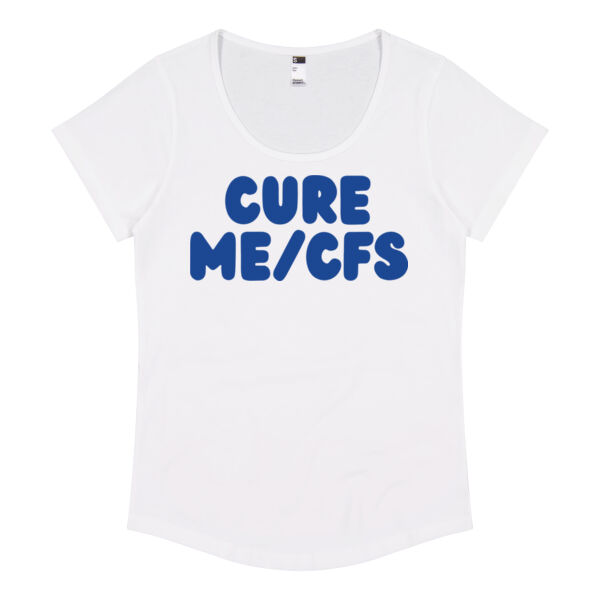 CURE ME/CFS Womens Scoop Neck Tee - Blue Print Thumbnail