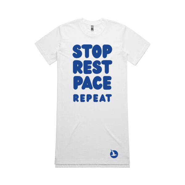 STOP REST PACE REPEAT Dress/Nightie - Blue Print Thumbnail