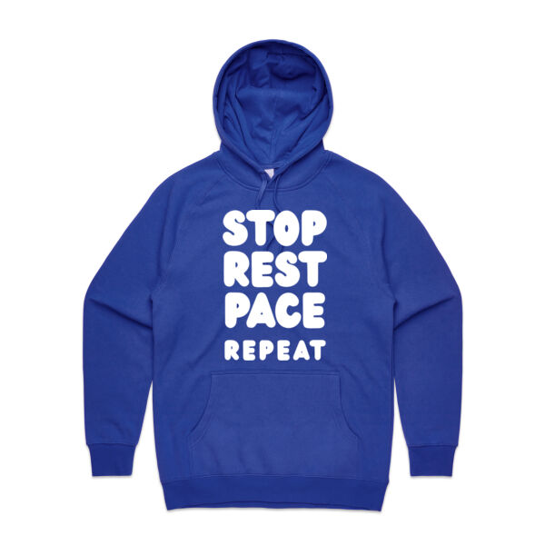 STOP REST PACE REPEAT Unisex Hoodie - White Print Thumbnail