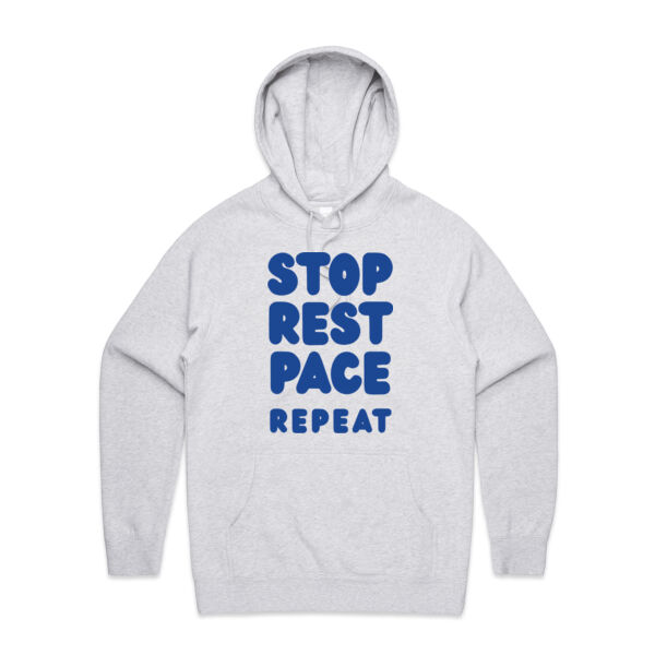 STOP REST PACE REPEAT Unisex Hoodie - Blue Print Thumbnail