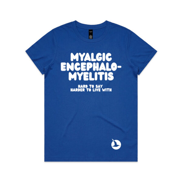 MYALGIC ENCEPHALO-MYELITIS Womens Crew Neck Tee - White Print Thumbnail