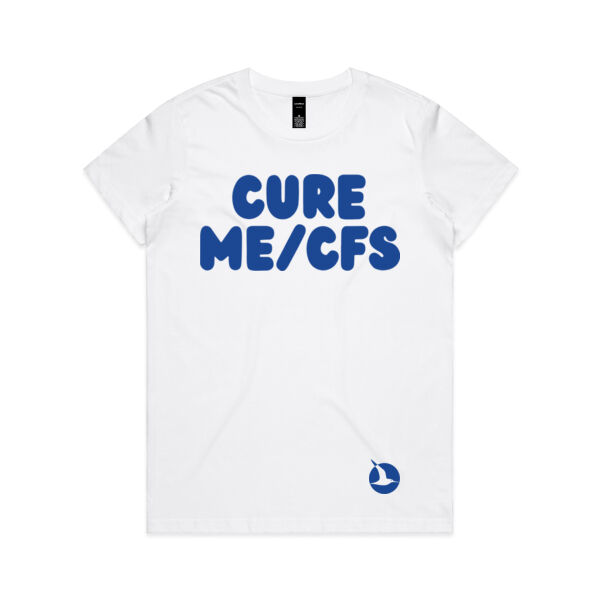 CURE ME/CFS Womens Crew Neck Tee - Blue Print Thumbnail