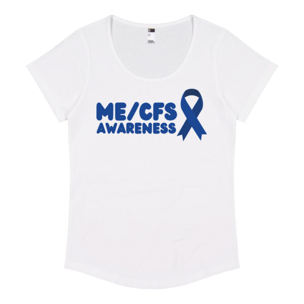 ME/CFS AWARENESS Womens Scoop Neck Tee - Blue Print Thumbnail