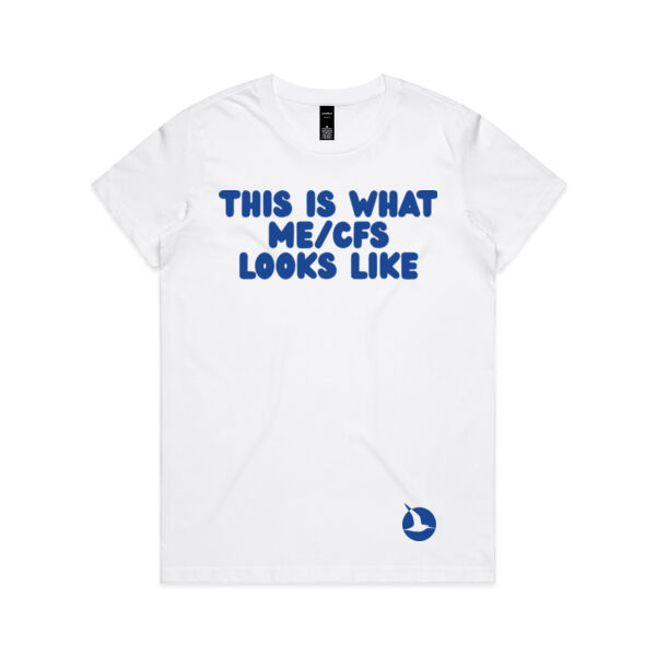 THIS IS WHAT ME/CFS LOOKS LIKE Womens Crew Neck Tee - Blue Print Thumbnail
