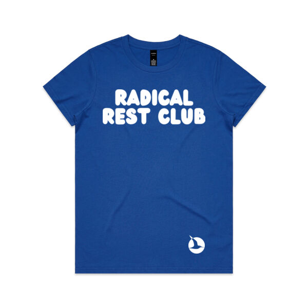 RADICAL REST CLUB Womens Crew Neck Tee - White Print Thumbnail