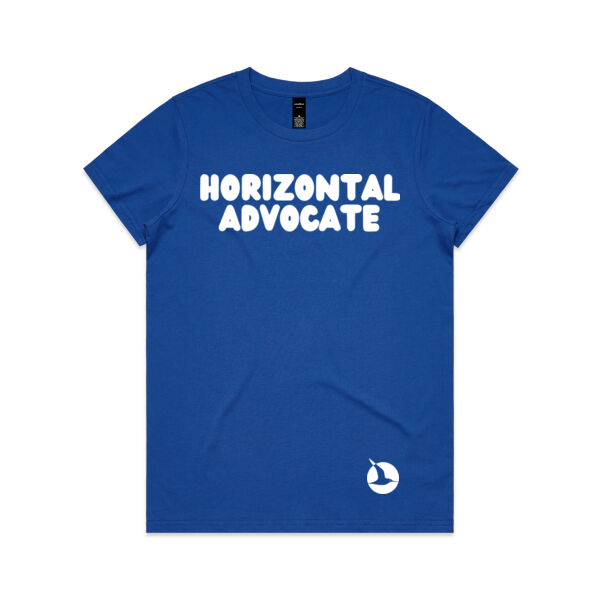 HORIZONTAL ADVOCATE Womens Crew Neck Tee - White Print Thumbnail