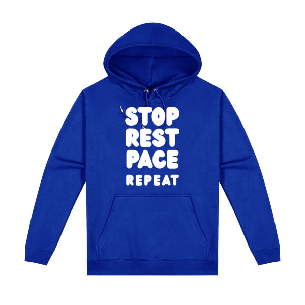 STOP REST PACE REPEAT Youth Hoodie - White Print Thumbnail