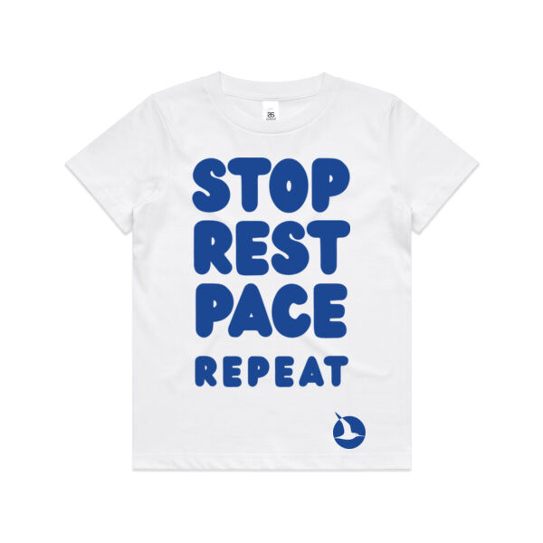 STOP REST PACE REPEAT Youth Tee - Blue Print Thumbnail