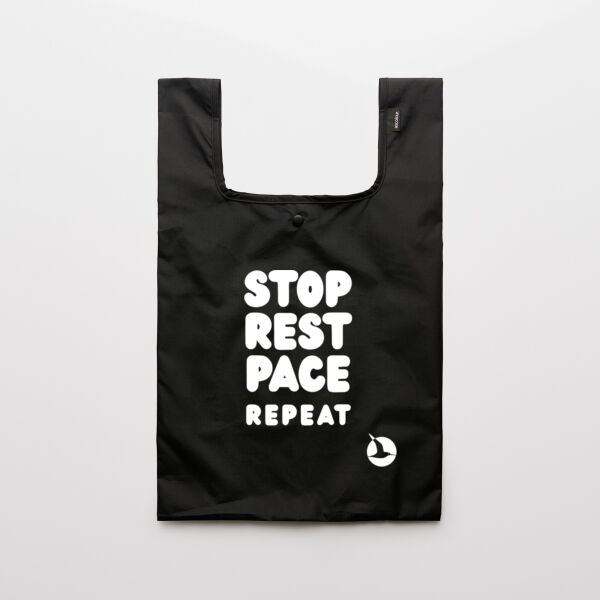 STOP REST PACE REPEAT Folding Shopper - White Print Thumbnail