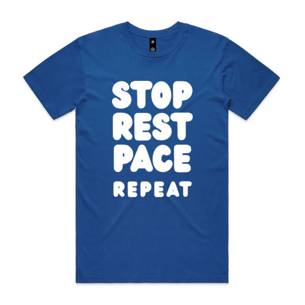 STOP REST PACE REPEAT Unisex Tee - White Print Thumbnail